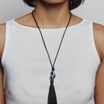 Miriam Necklace Sterling Silver, Satin Cord