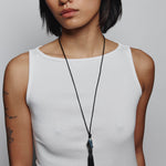 Miriam Necklace Sterling Silver, Satin Cord