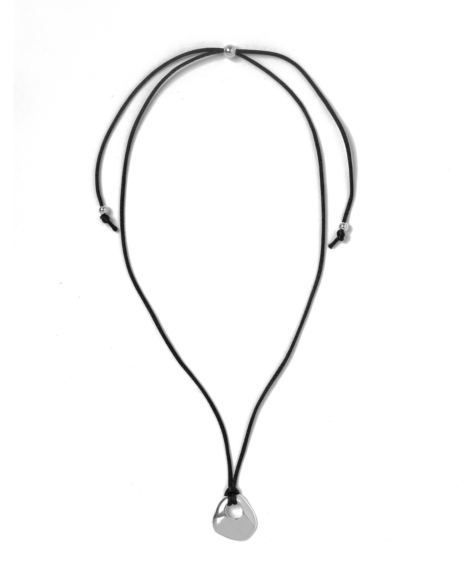Devon Necklace Sterling Silver, Satin Cord