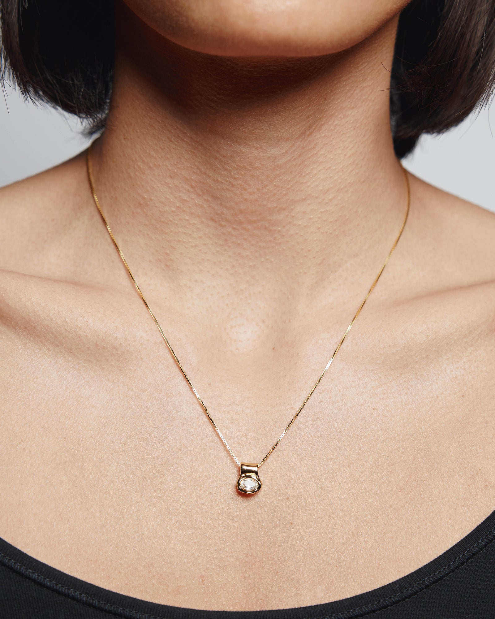 Cora Necklace 14k Gold Plated, White Topaz