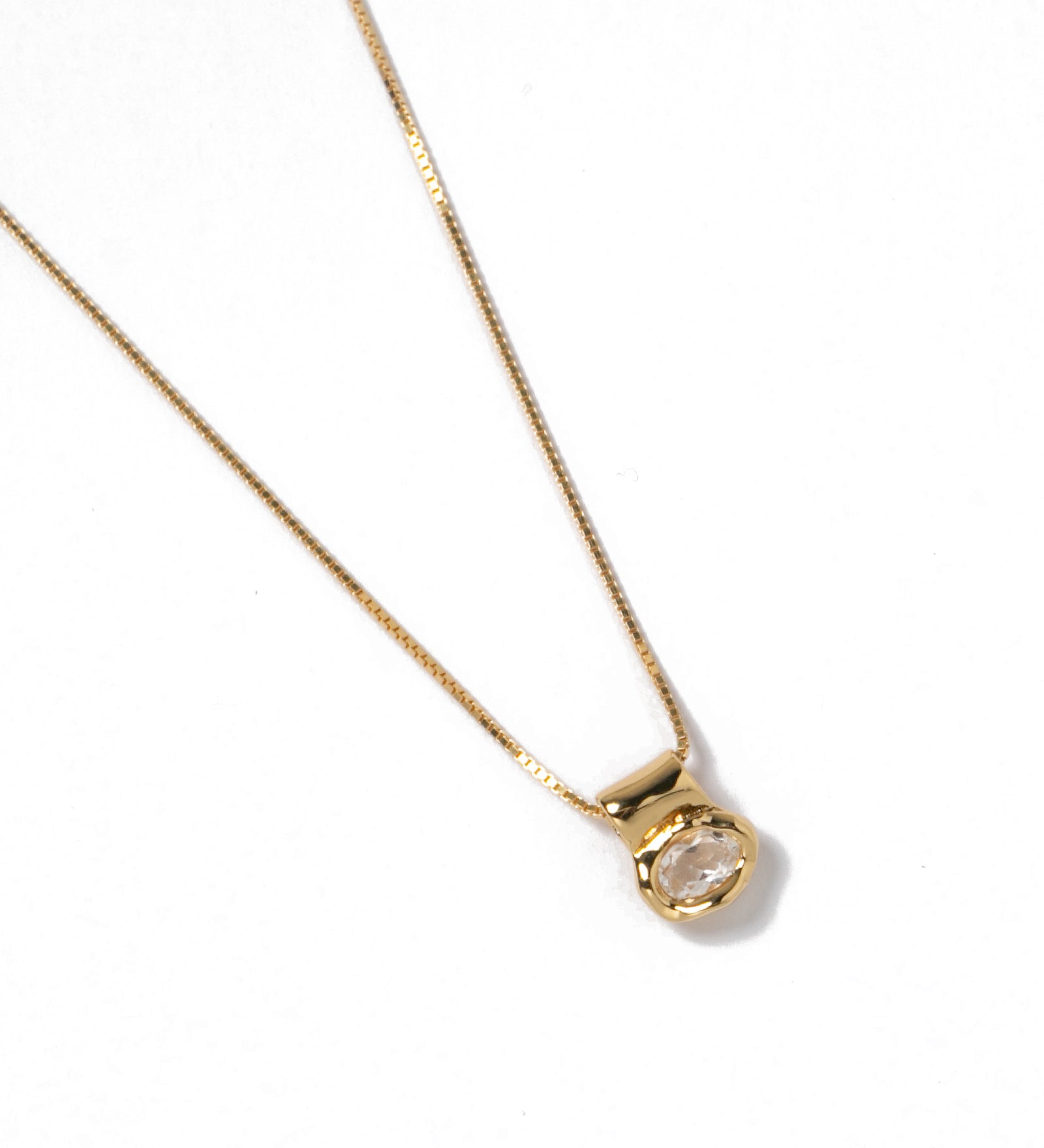 Cora Necklace 14k Gold Plated, White Topaz