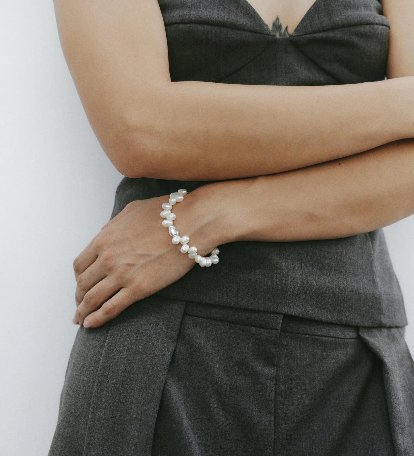 Leila Bracelet Sterling Silver, Freshwater Pearl