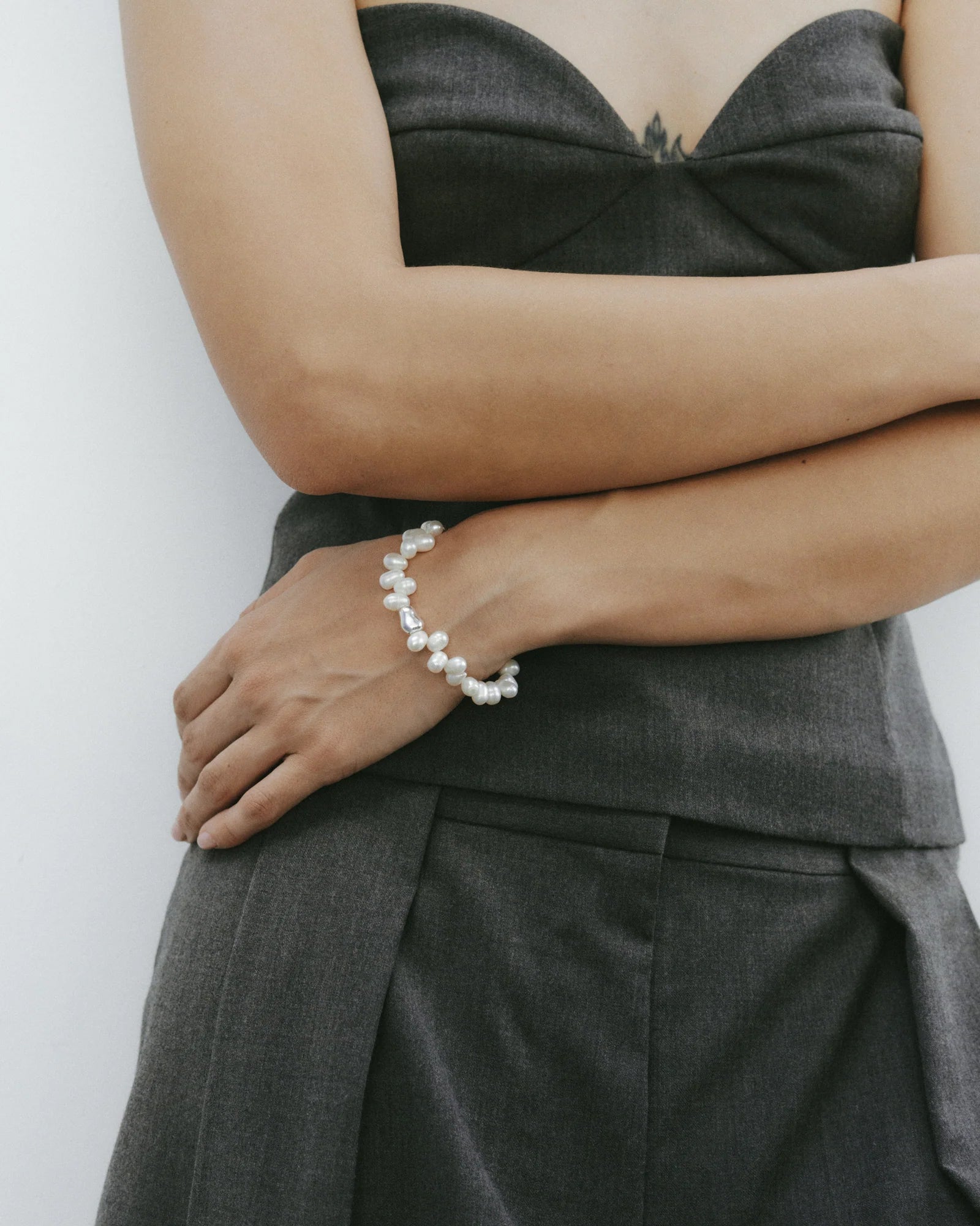 Leila Bracelet Sterling Silver, Freshwater Pearl