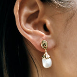 Pearl Drop Earrings 14k Gold Plated, Freshwater Pearl