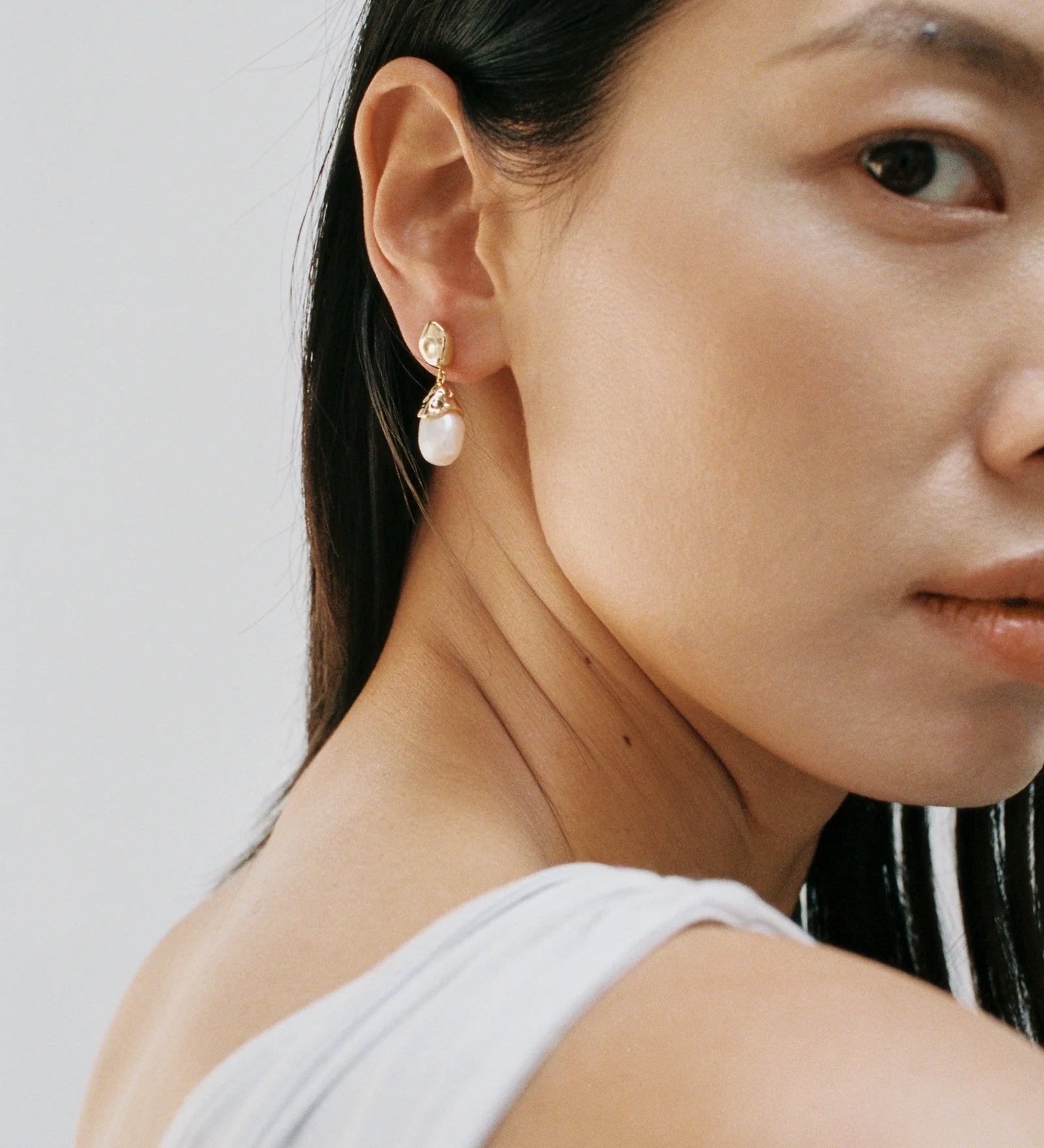 Pearl Drop Earrings 14k Gold Plated, Freshwater Pearl