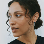 Avery Earrings Sterling Silver, Blue Topaz, Smoke Quartz