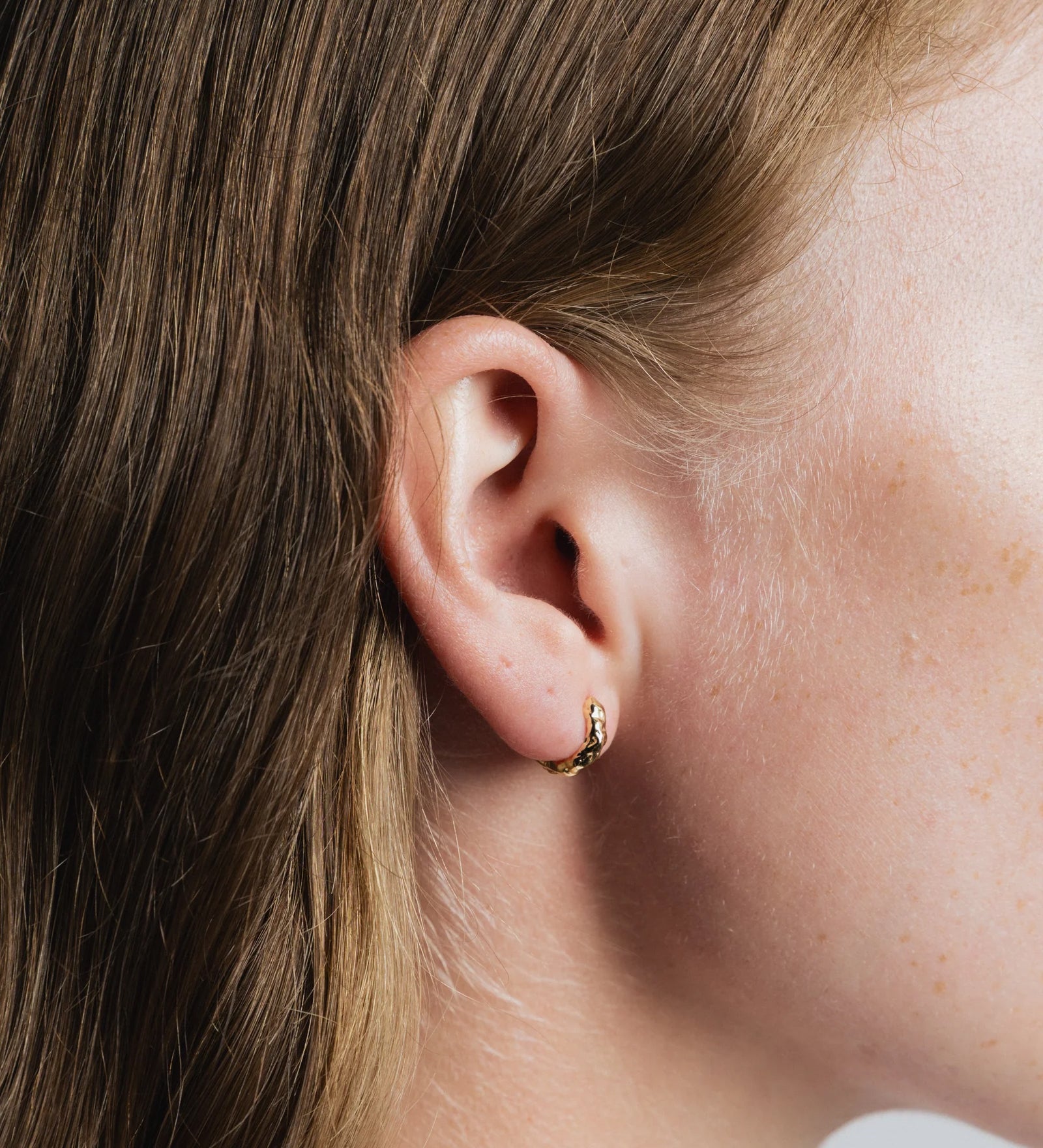 Organic Huggie Hoops 14k Gold Plated