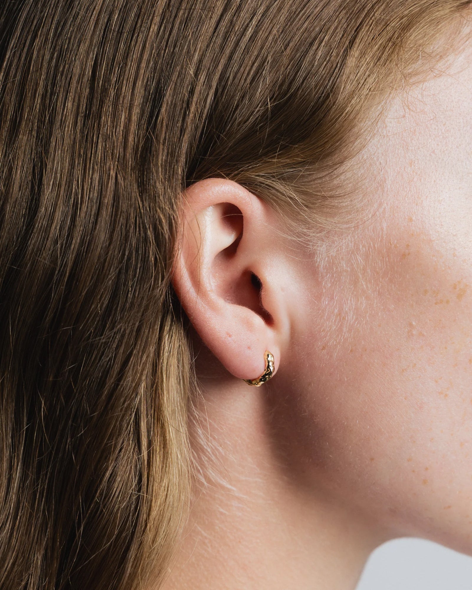 Organic Huggie Hoops 14k Gold Plated