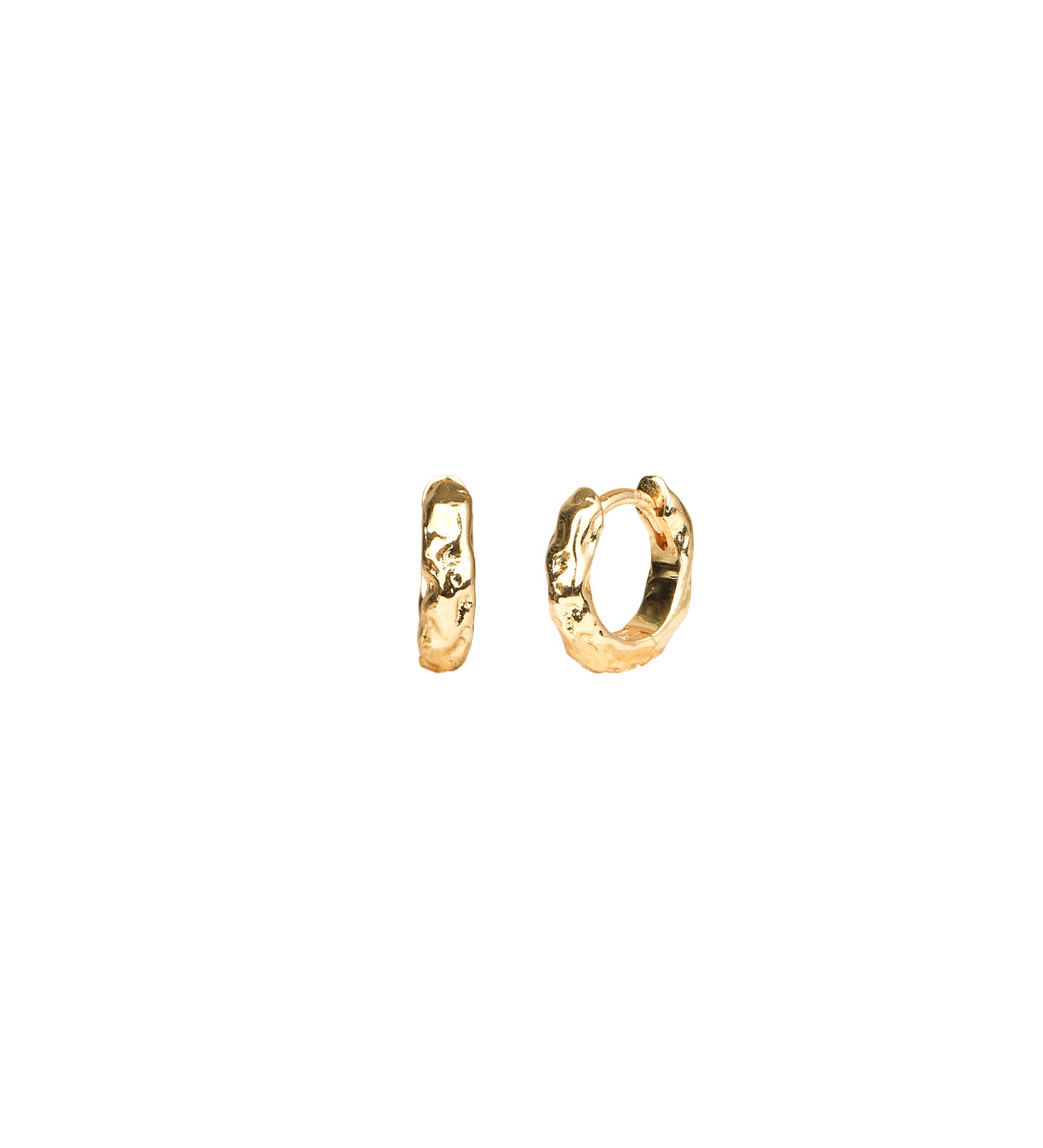 Wolf Circus-Organic Huggie Hoops-Earrings-14k Gold Plated-Blue Ruby Jewellery-Vancouver Canada