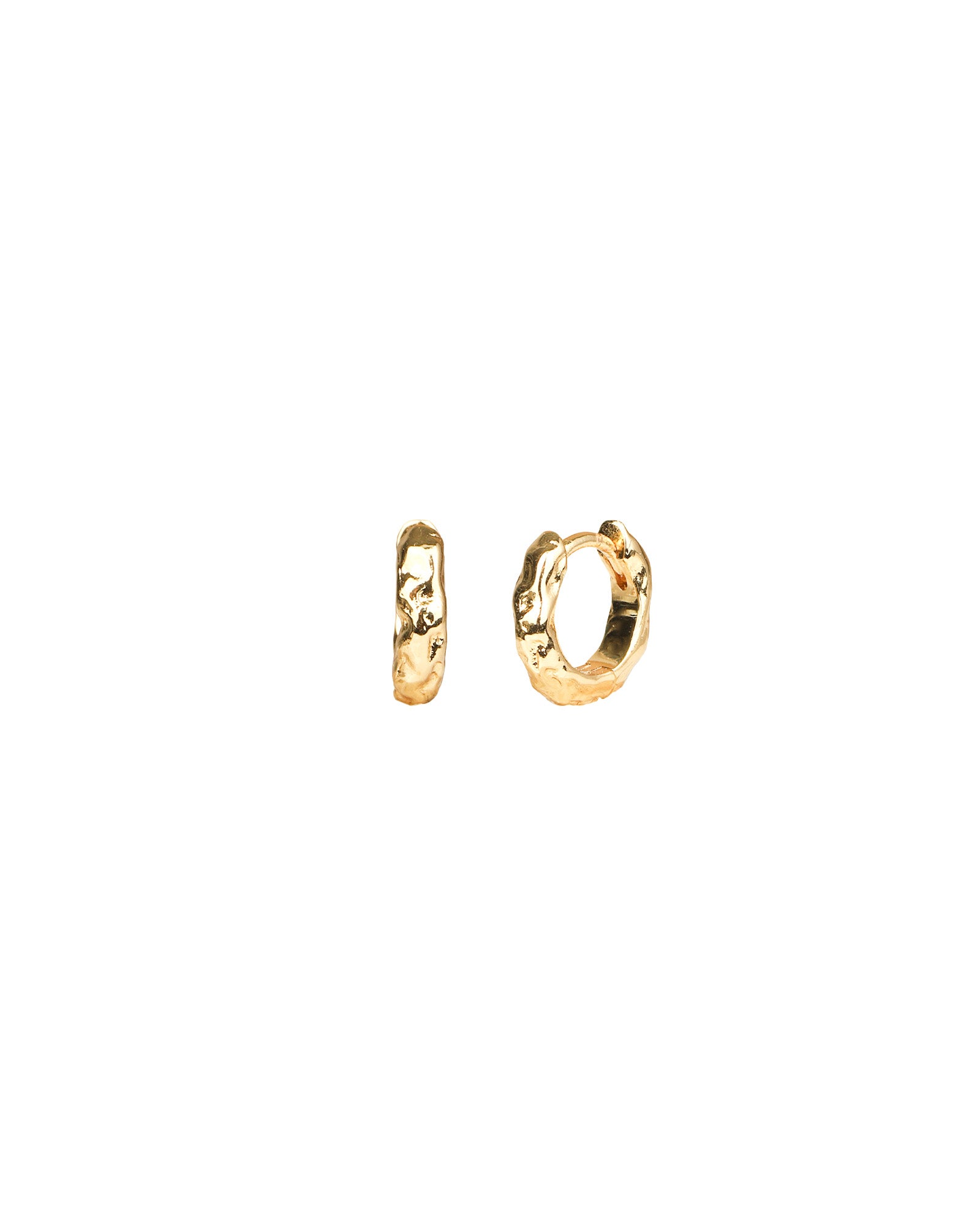 Wolf Circus-Organic Huggie Hoops-Earrings-14k Gold Plated-Blue Ruby Jewellery-Vancouver Canada