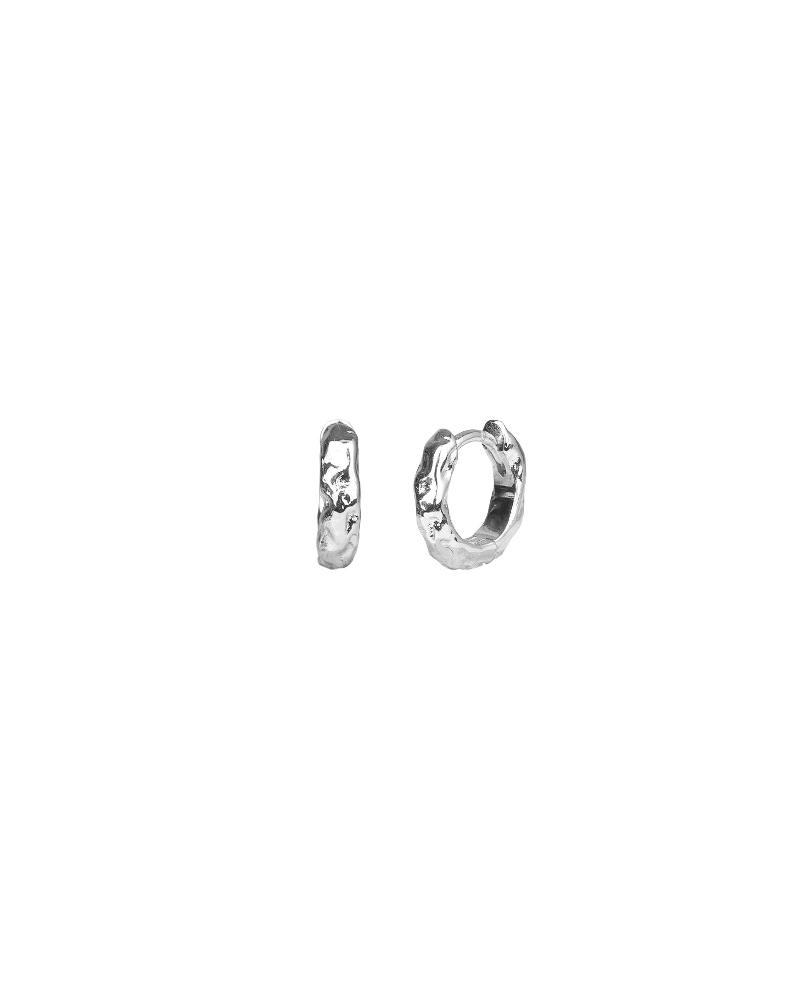 Wolf Circus-Organic Huggie Hoops-Earrings-Sterling Silver-Blue Ruby Jewellery-Vancouver Canada