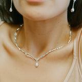 Finley Collar Necklace Silver Plated, Freshwater Pearl