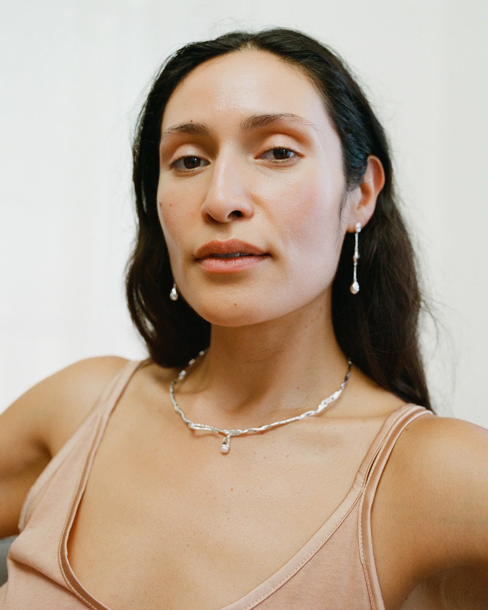 Finley Collar Necklace Silver Plated, Freshwater Pearl