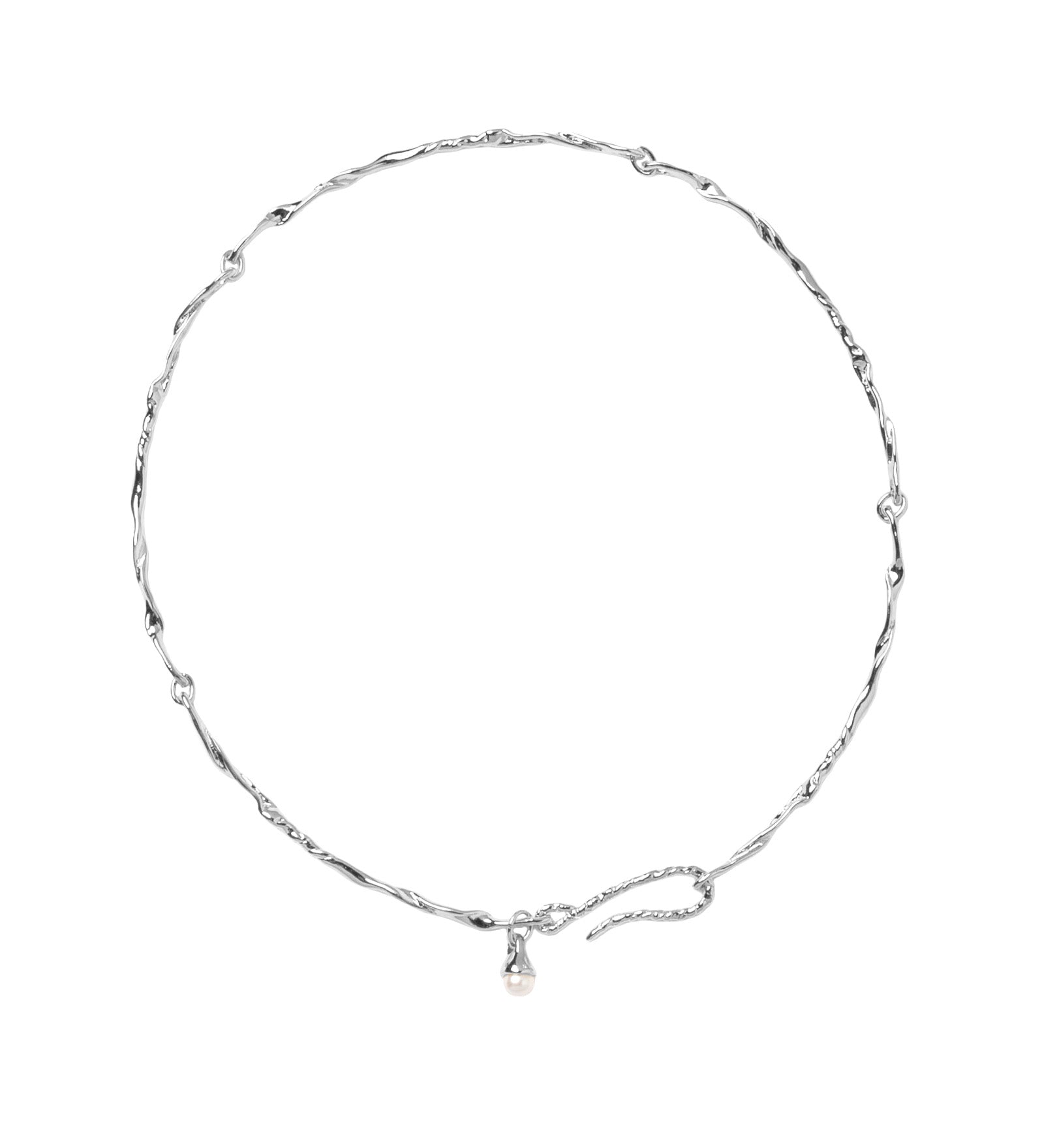 Finley Collar Necklace Silver Plated, Freshwater Pearl