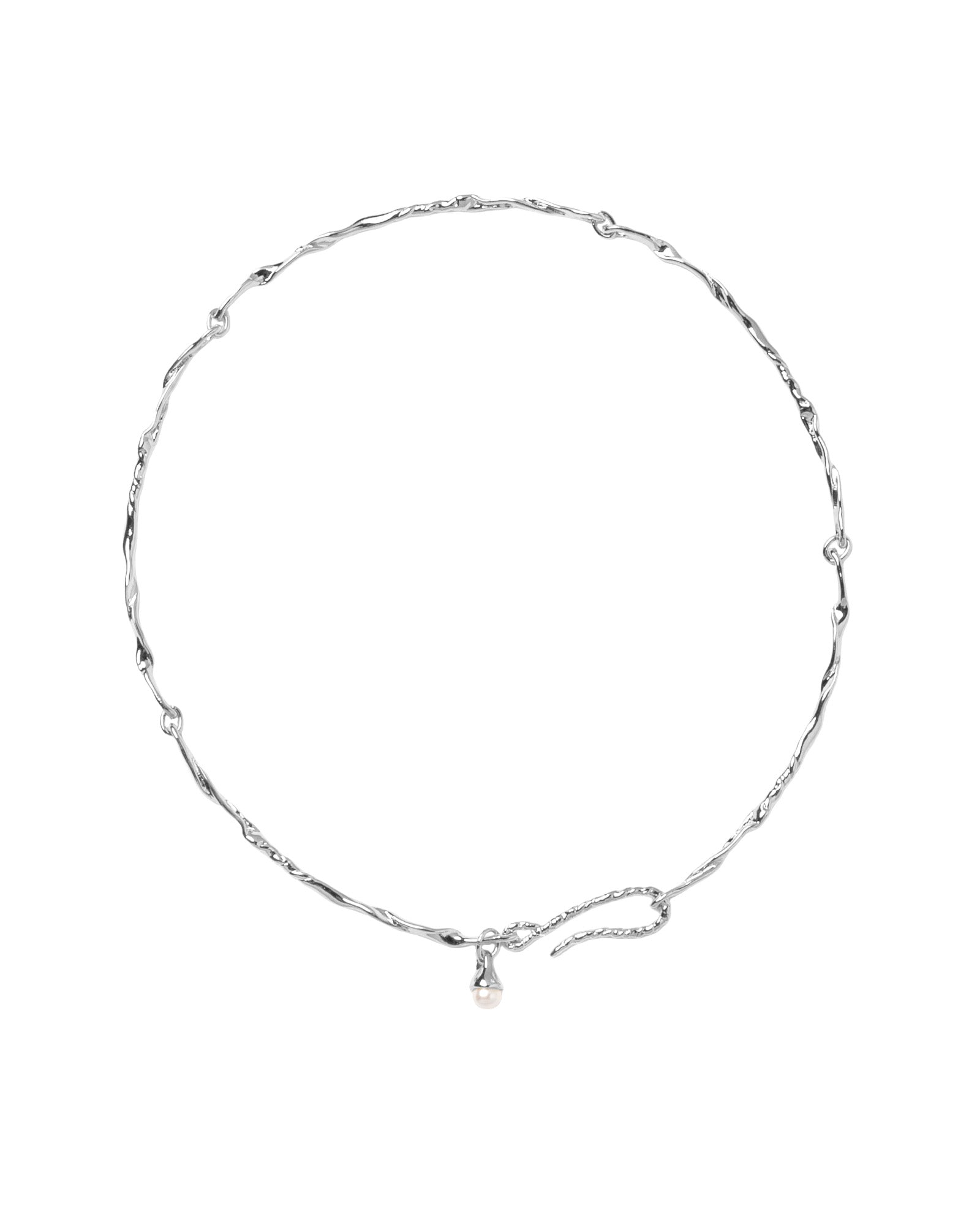 Finley Collar Necklace Silver Plated, Freshwater Pearl