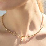 Finley Collar Necklace 14k Gold Plated, Freshwater Pearl