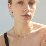 Finley Collar Necklace 14k Gold Plated, Freshwater Pearl