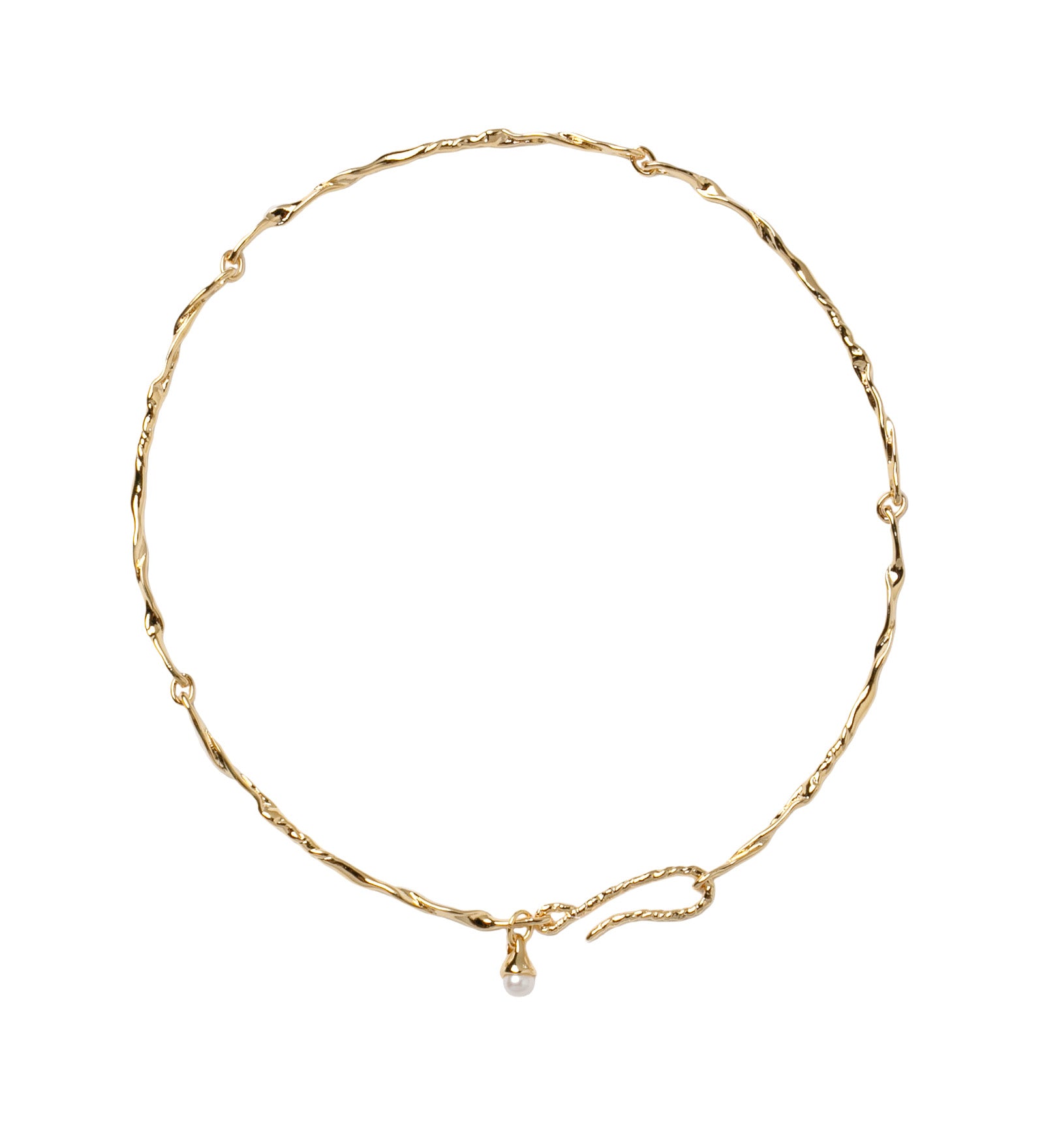 Finley Collar Necklace 14k Gold Plated, Freshwater Pearl