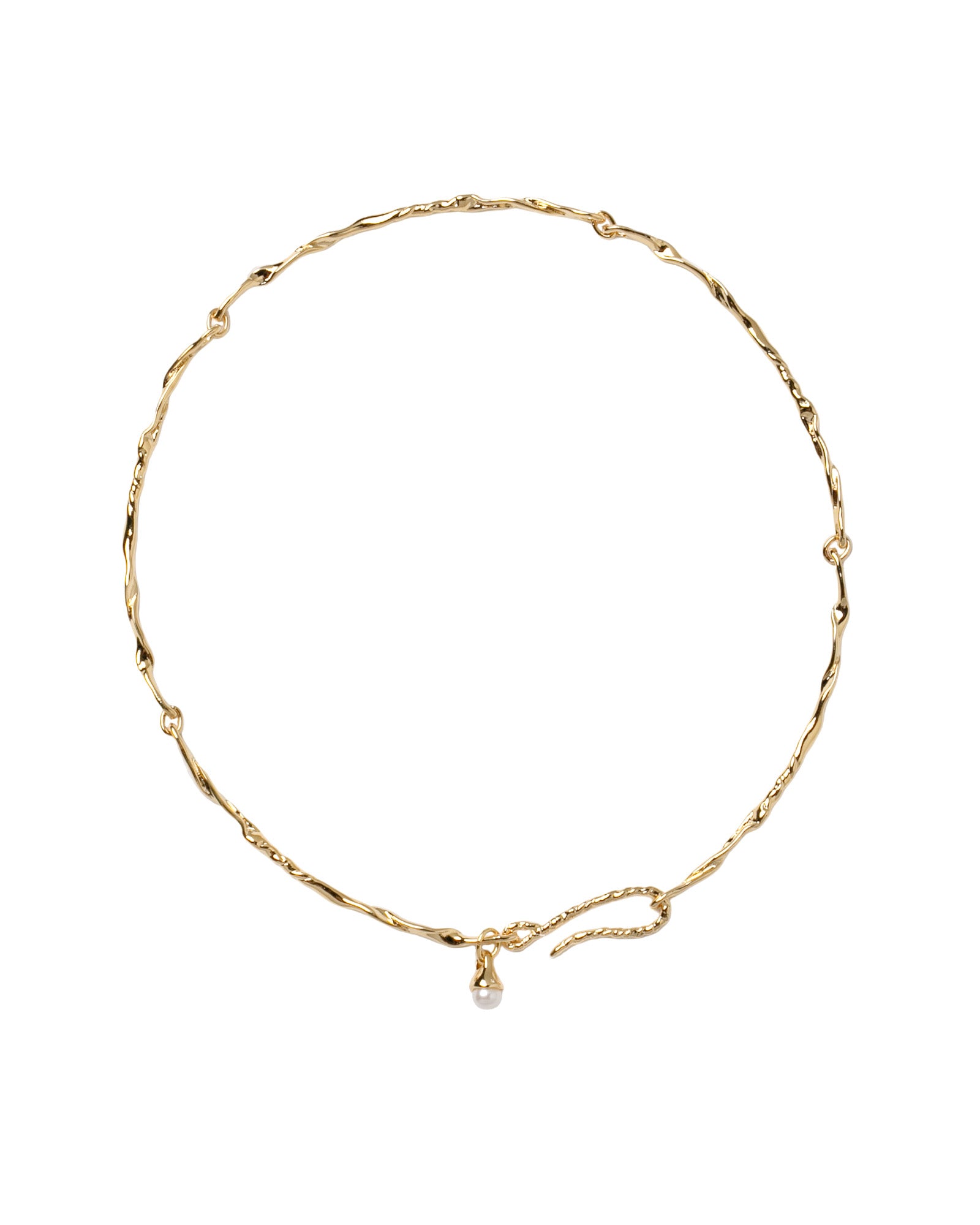 Finley Collar Necklace 14k Gold Plated, Freshwater Pearl