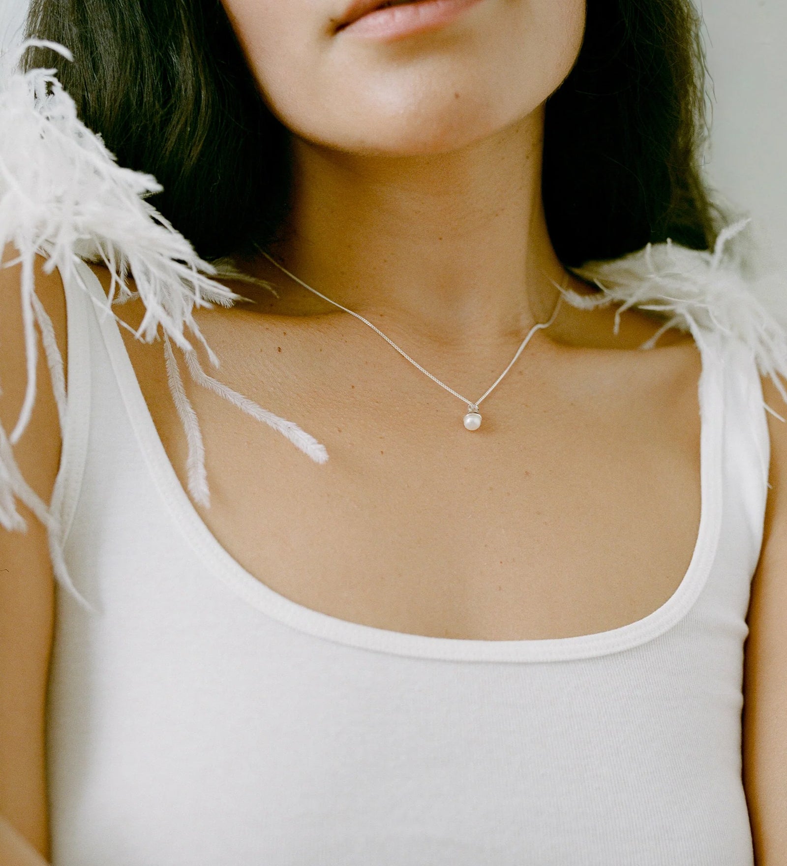Norah Necklace Sterling Silver, Freshwater Pearl