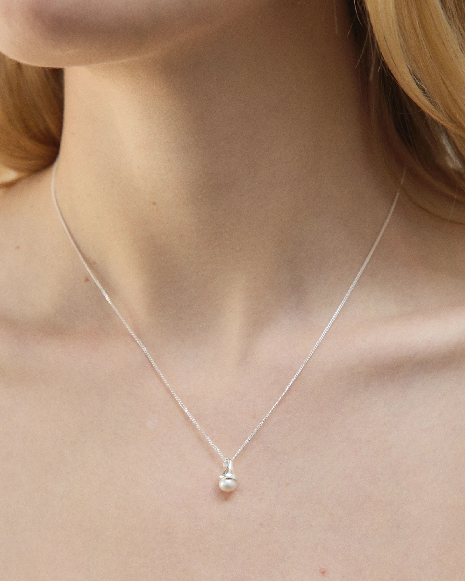 Norah Necklace Sterling Silver, Freshwater Pearl
