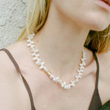 Leila Necklace 14k Gold Plated, White Pearl