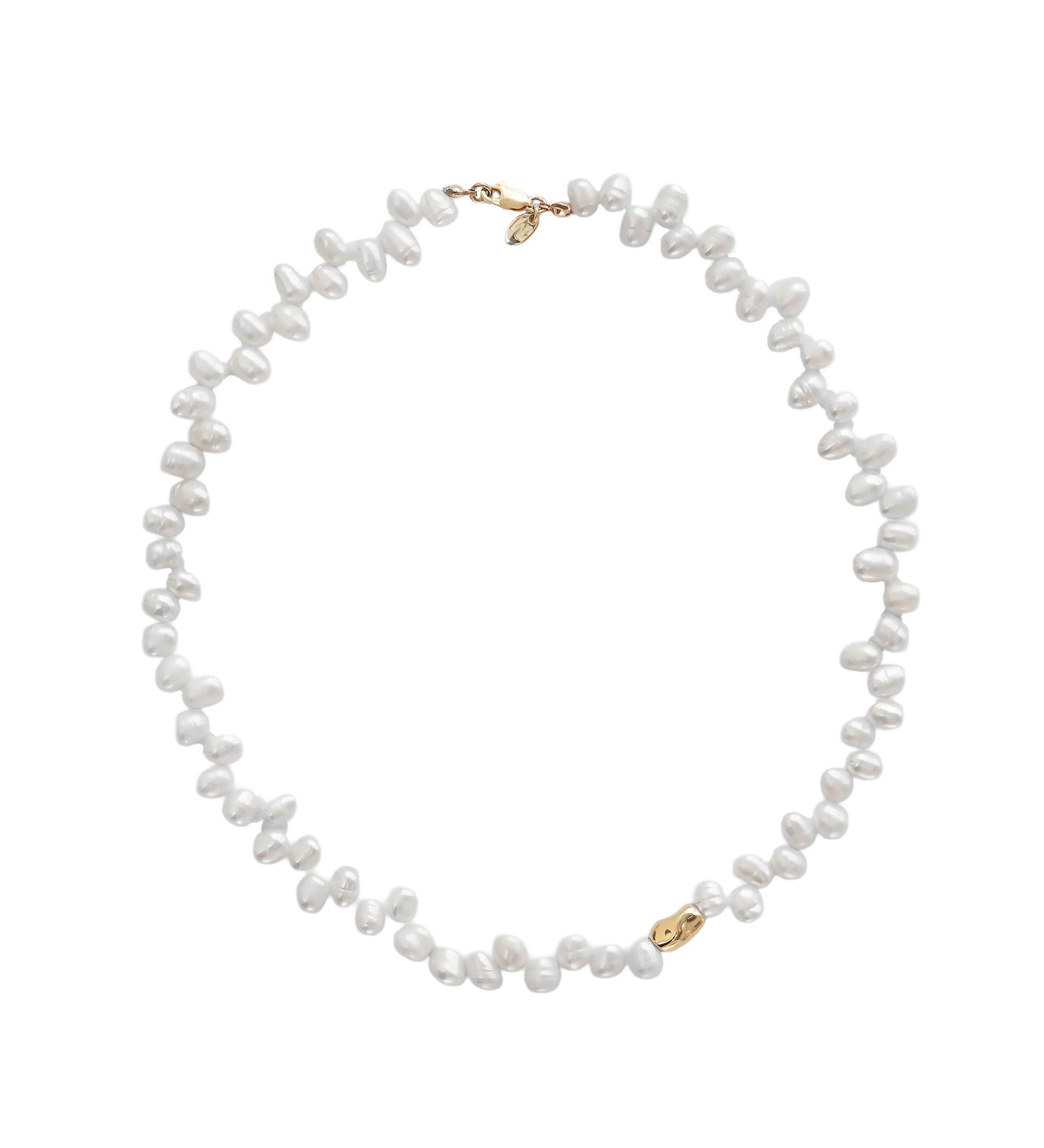 Leila Necklace 14k Gold Plated, White Pearl