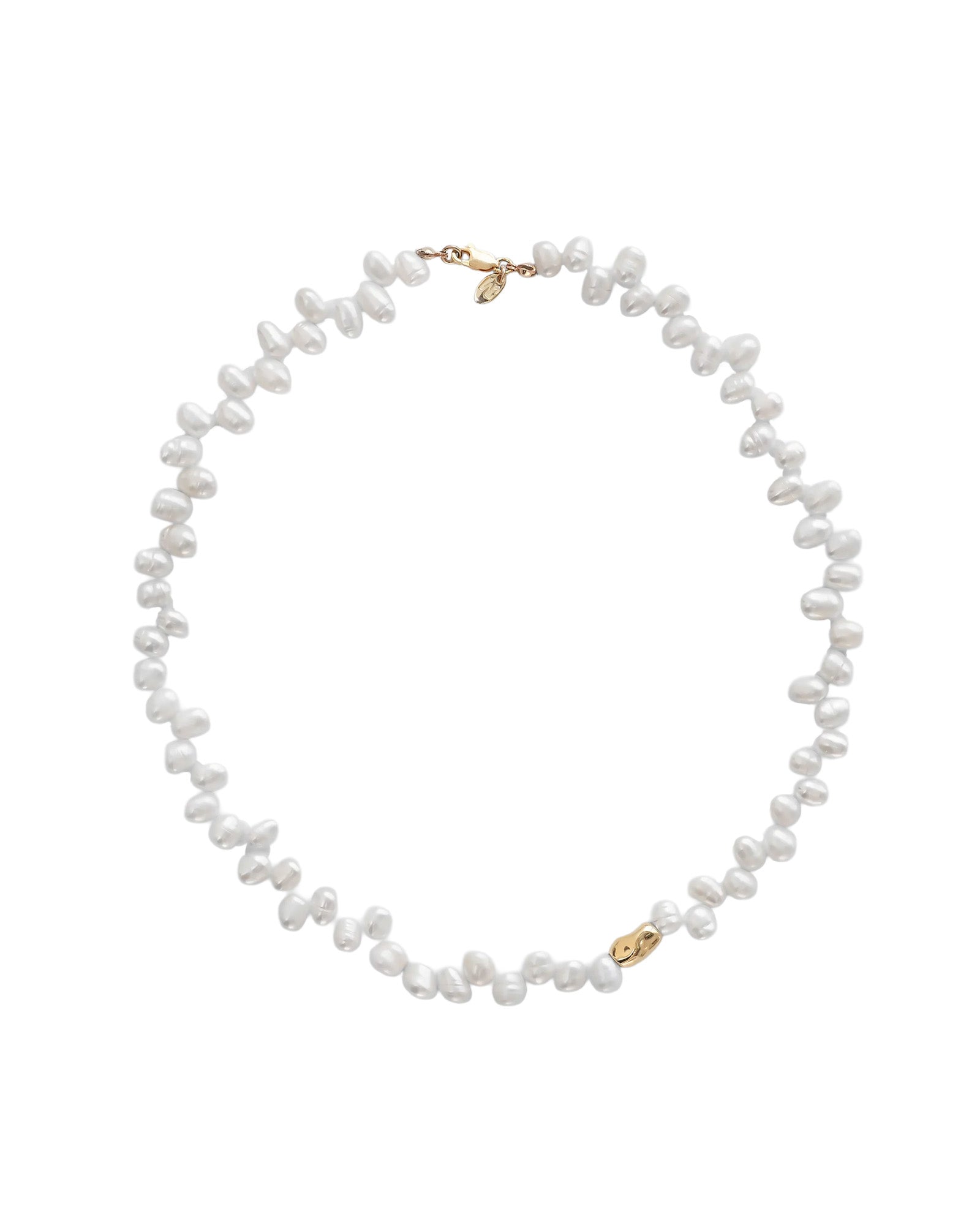 Leila Necklace 14k Gold Plated, White Pearl