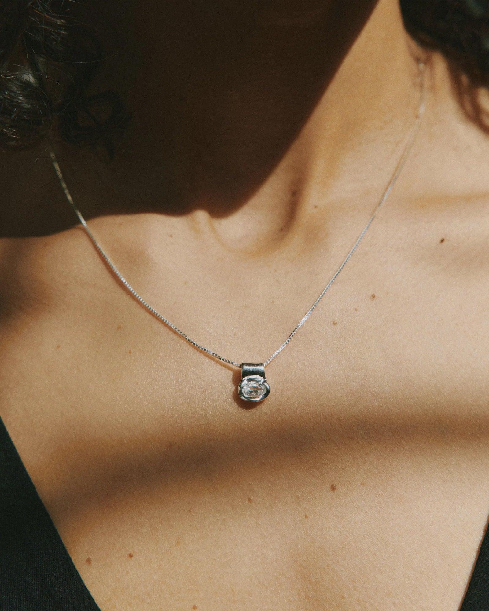 Cora Necklace Sterling Silver, White Topaz