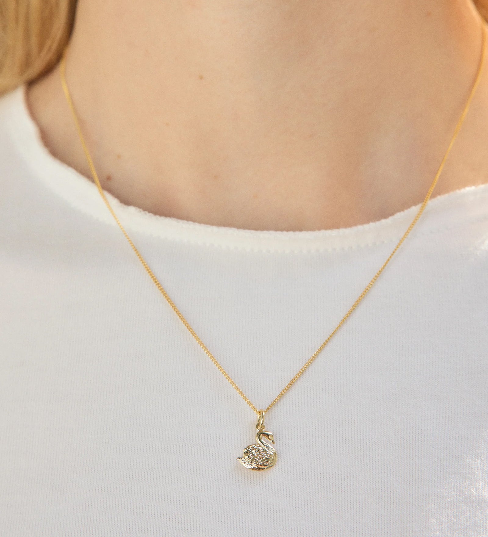 Swan Charm Necklace 14k Gold Plated, 14k Gold Vermeil