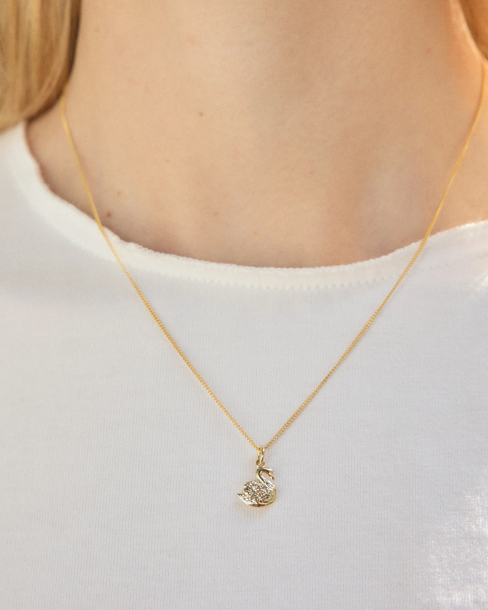 Swan Charm Necklace 14k Gold Plated, 14k Gold Vermeil