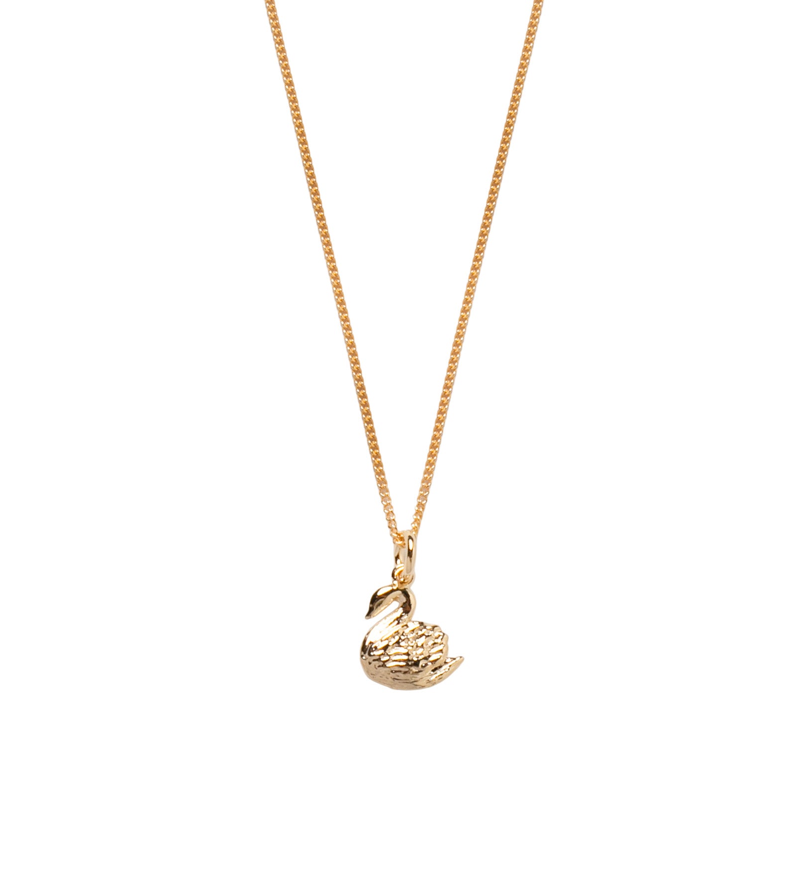 Swan Charm Necklace 14k Gold Plated, 14k Gold Vermeil