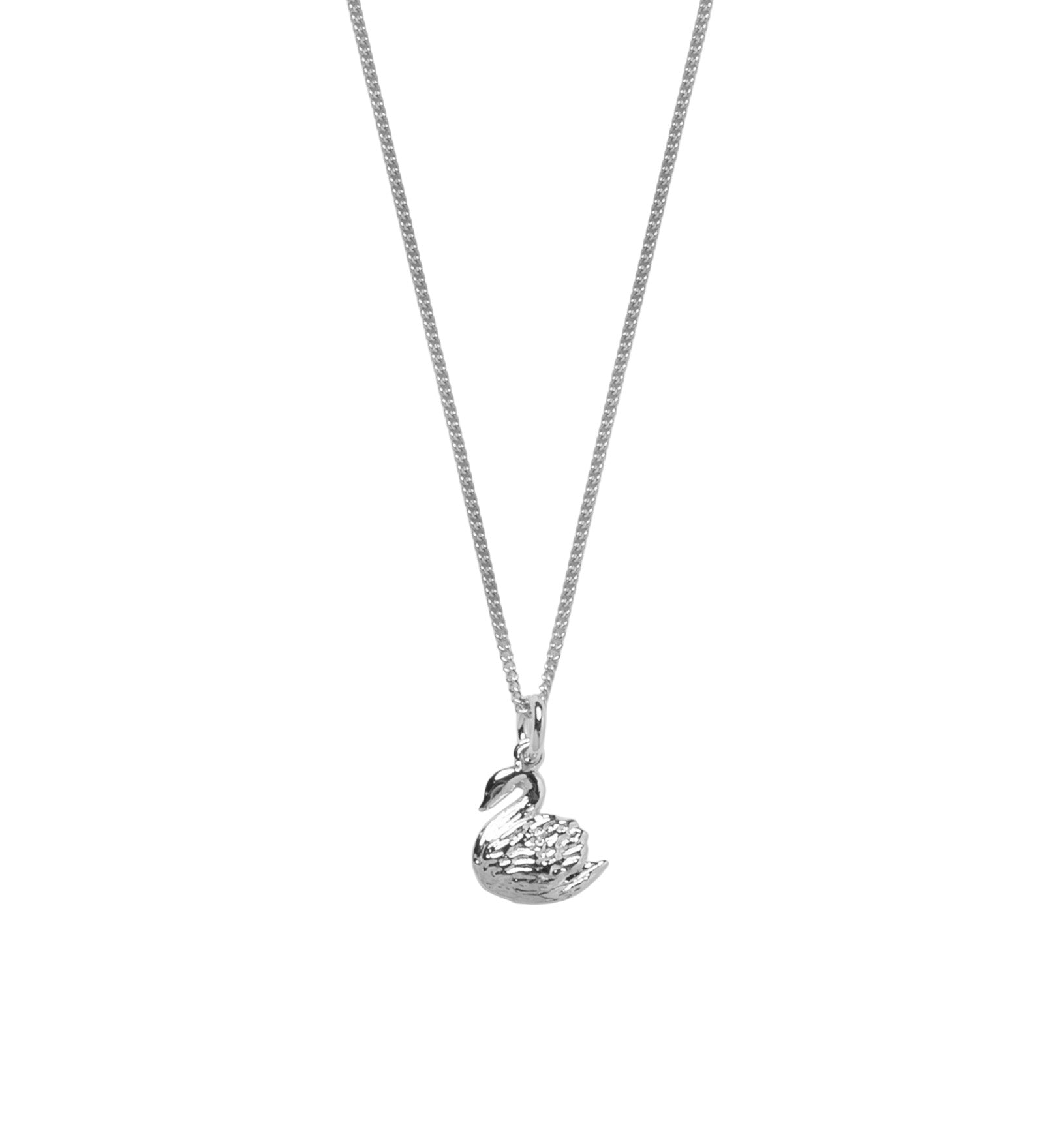Swan Charm Necklace Sterling Siver