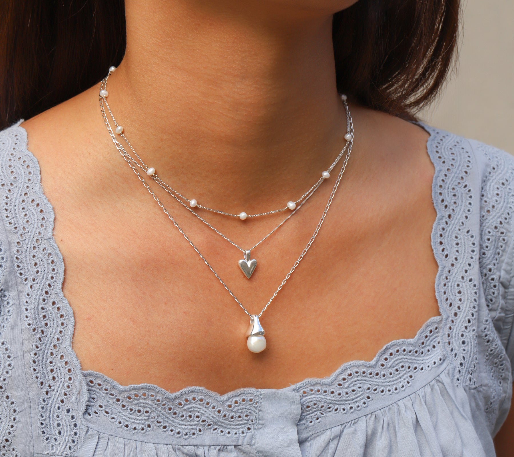 Leah Alexandra Love Token Square Necklace Silver, Cubic Zirconia