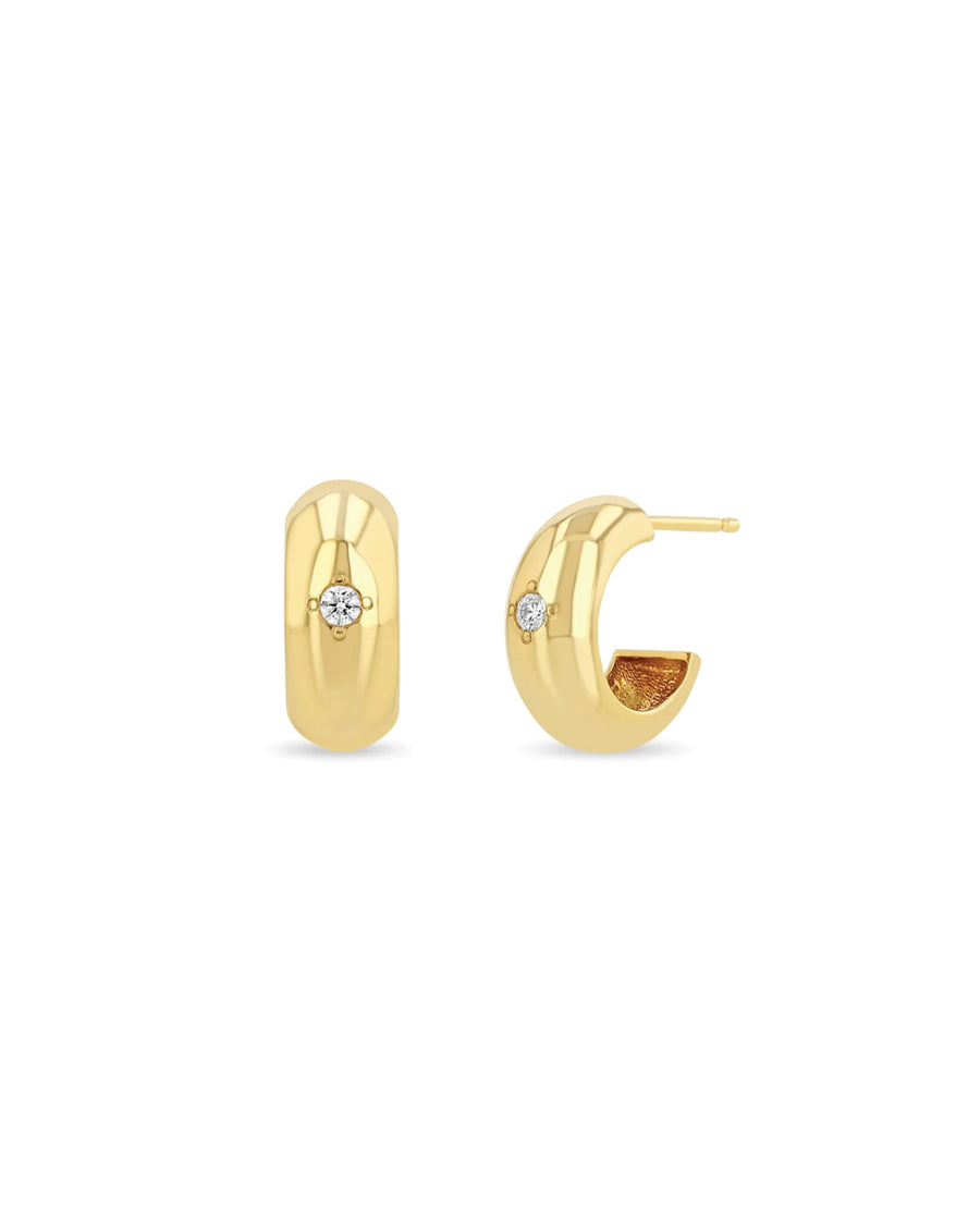 Zoe Chicco-Diamond Wide Chubby Hoops-Earrings-14k Yellow Gold, Diamond-Blue Ruby Jewellery-Vancouver Canada