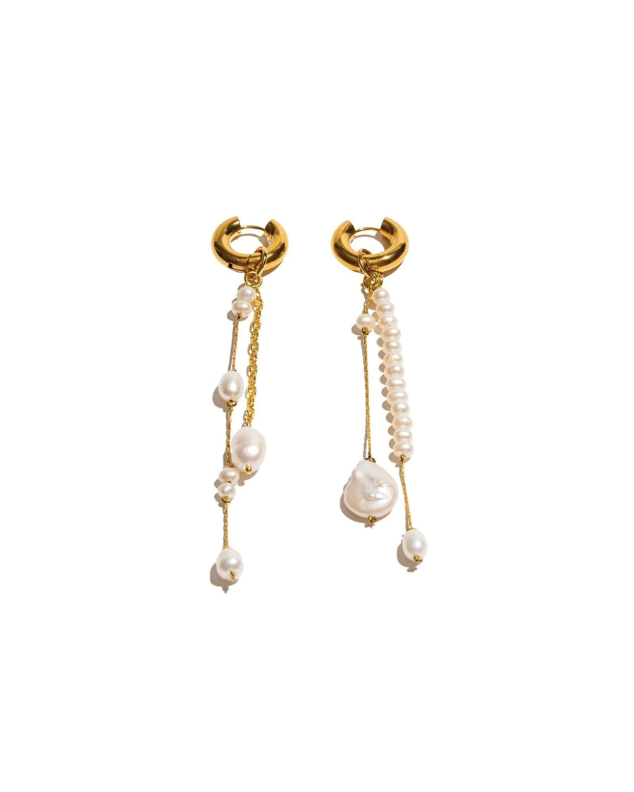 Mademoiselle Jules-A Pearl Like Me Earrings-Earrings-14k Gold Plated, White Pearl-Blue Ruby Jewellery-Vancouver Canada