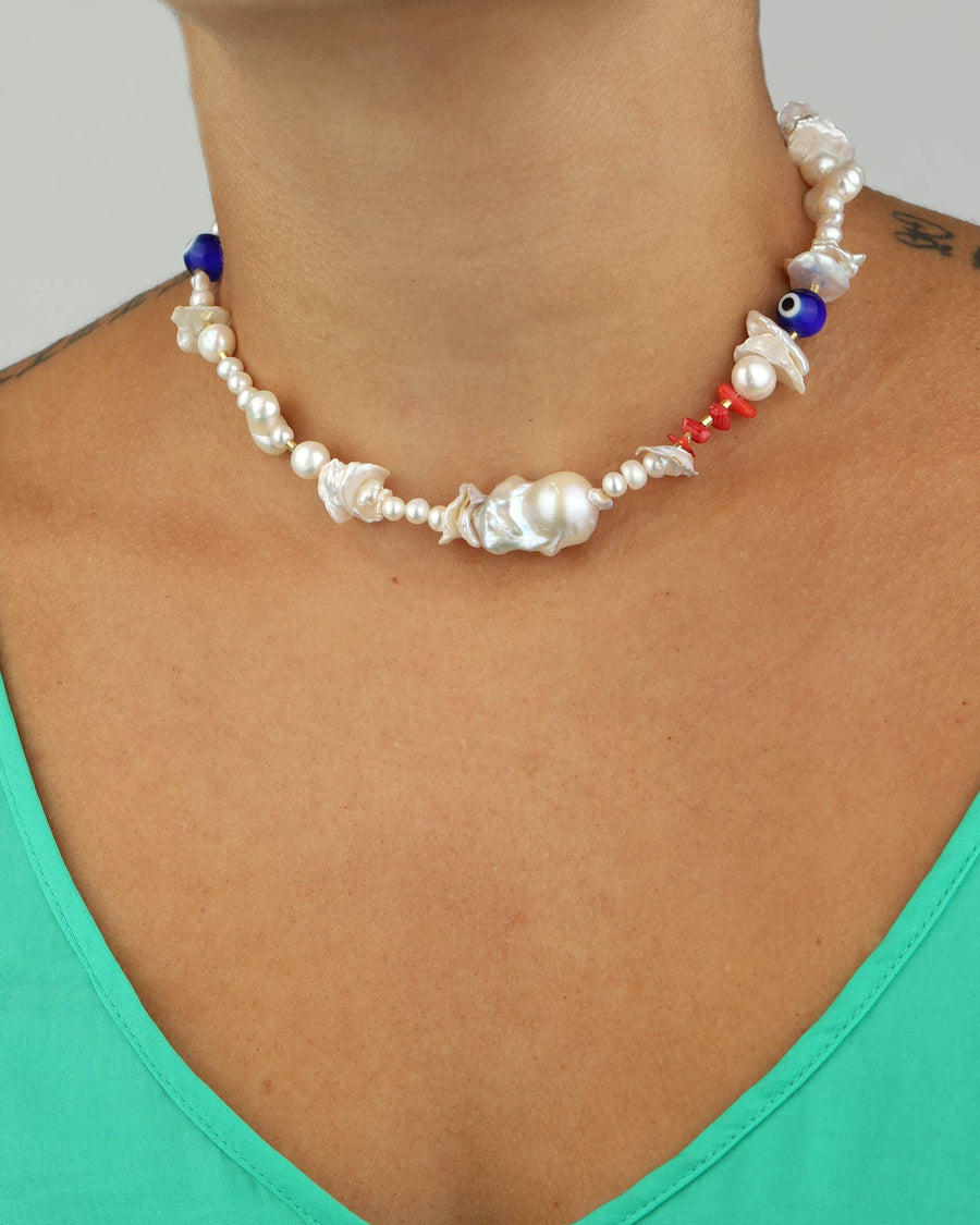 Martha Calvo-Alessa Baroque Pearl Necklace-Necklaces-14k Gold Plated, Freshwater Pearls-Blue Ruby Jewellery-Vancouver Canada