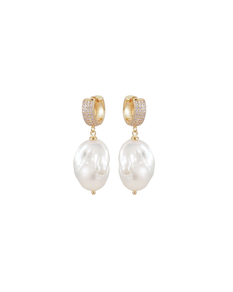 Martha Calvo-Alix Pearl Earrings-Earrings-14k Gold Plated, Cubic Zirconia-Blue Ruby Jewellery-Vancouver Canada