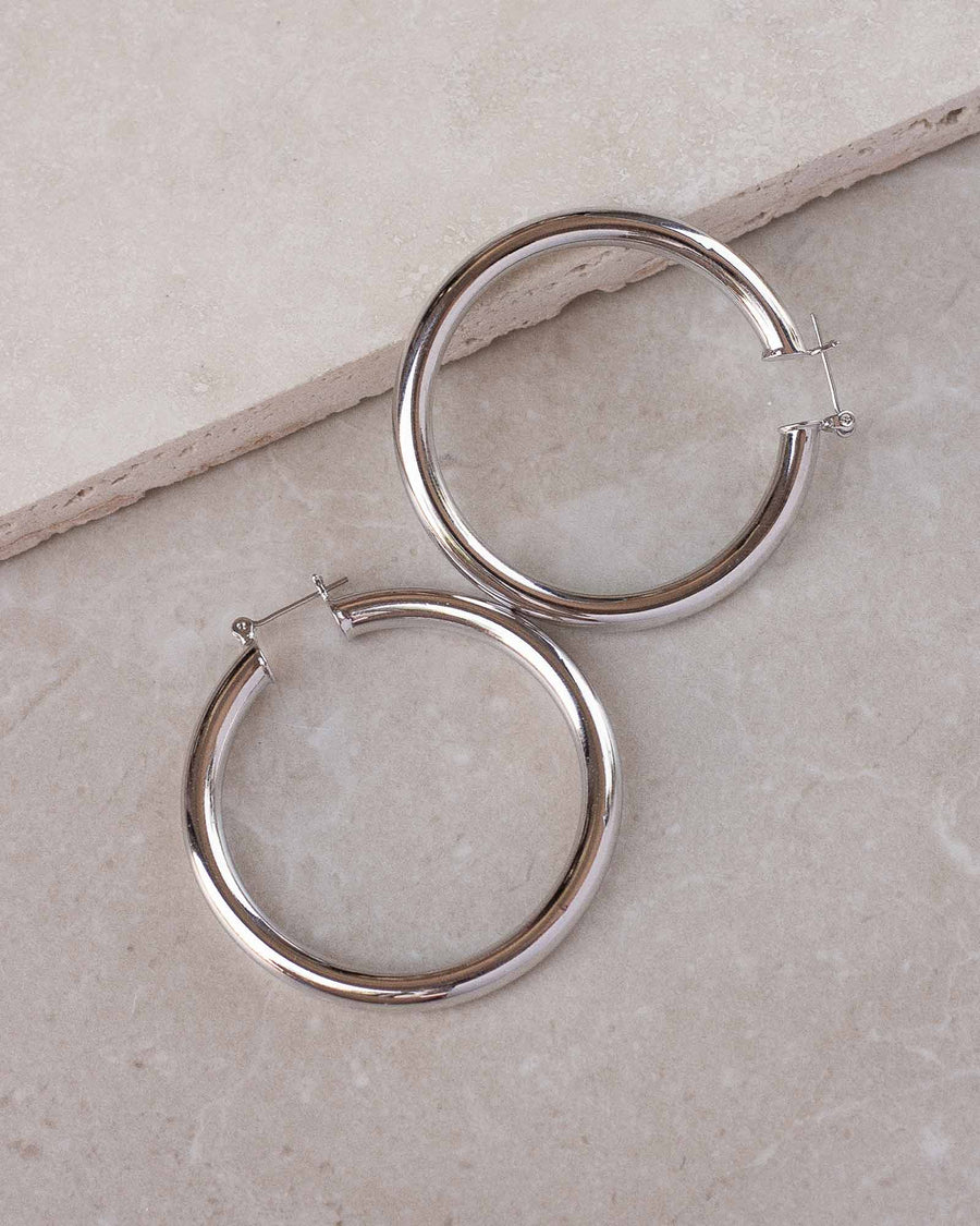 Luv AJ-Amalfi Tube Hoops-Earrings-Sterling Silver Plated-Blue Ruby Jewellery-Vancouver Canada