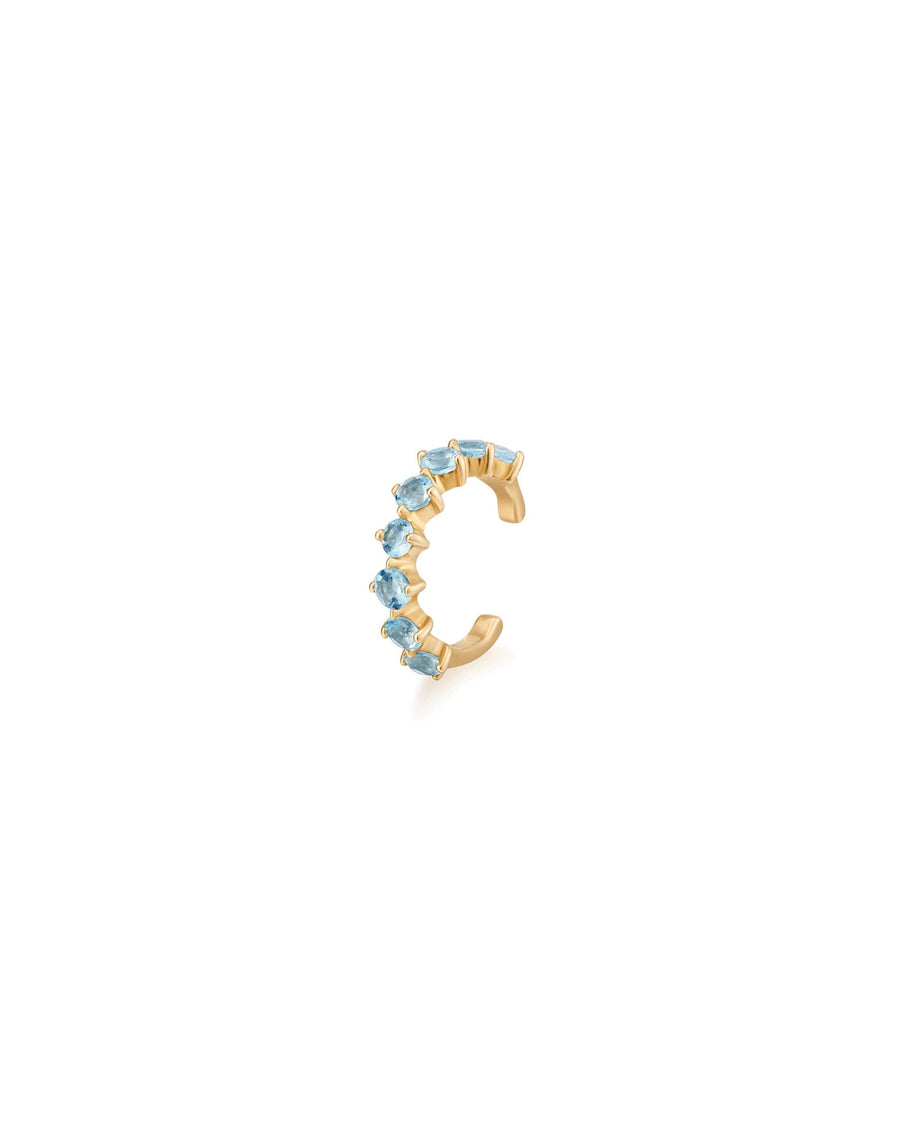 Quiet Icon-Aquamarine CZ Ear Cuff-Earrings-14k Gold Vermeil, Cubic Zirconia-Blue Ruby Jewellery-Vancouver Canada