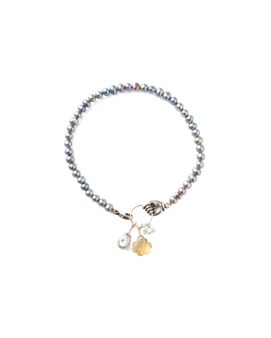 Chan Luu-Aquamarine & Pearl Mano Bracelet-Bracelets-Sterling Silver-Blue Ruby Jewellery-Vancouver Canada