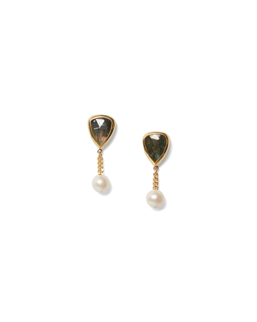Chan Luu-Aria Drop Earrings-Earrings-18k Gold Vermeil, Labradorite-Blue Ruby Jewellery-Vancouver Canada