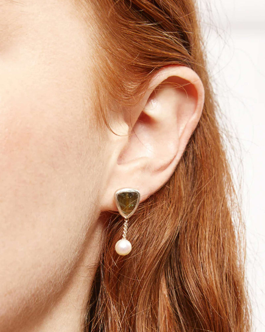 Chan Luu-Aria Drop Earrings-Earrings-Sterling Silver, Labradorite-Blue Ruby Jewellery-Vancouver Canada