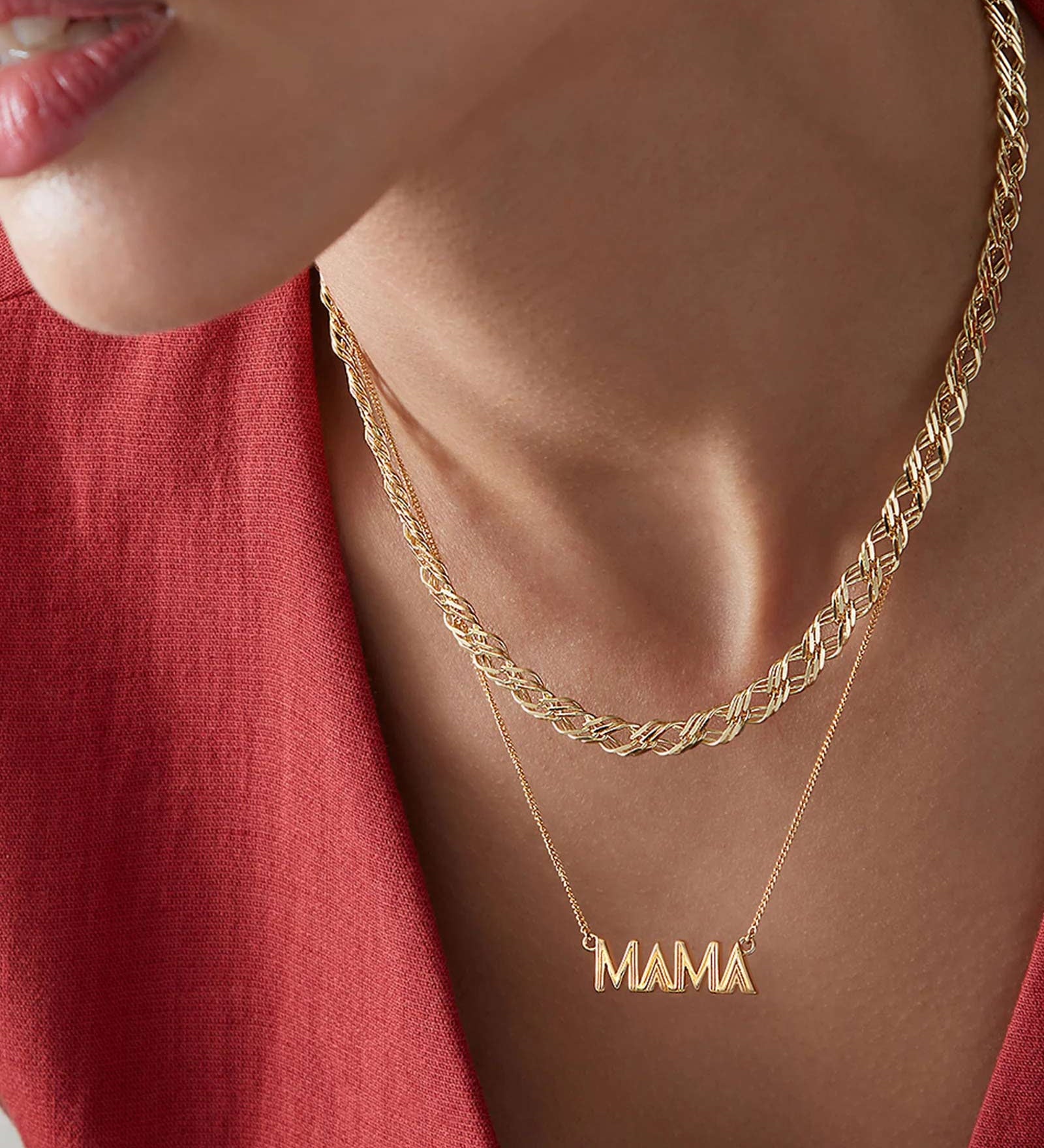 Quiet Icon-Art Deco Mama Necklace-Necklaces-14k Gold Vermeil-Blue Ruby Jewellery-Vancouver Canada