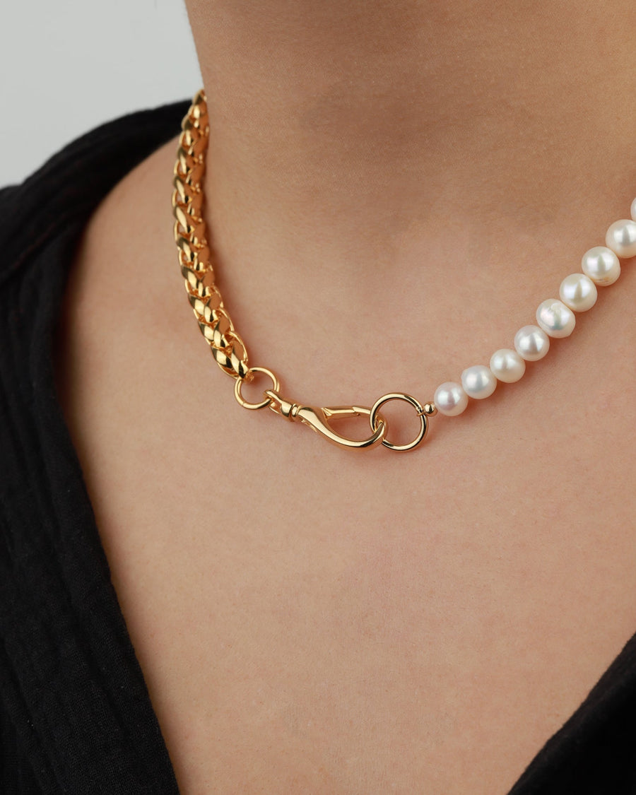 Martha Calvo-Aweigh Necklace-Necklaces-14k Gold Plated, Freshwater Pearls-Blue Ruby Jewellery-Vancouver Canada