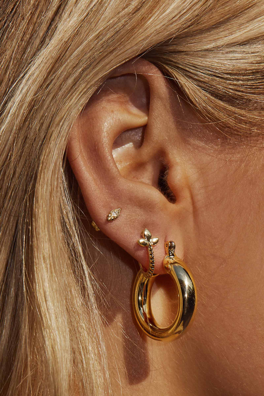 Luv AJ-Baby Amalfi Tube Hoops-Earrings-18k Gold Plated-Blue Ruby Jewellery-Vancouver Canada