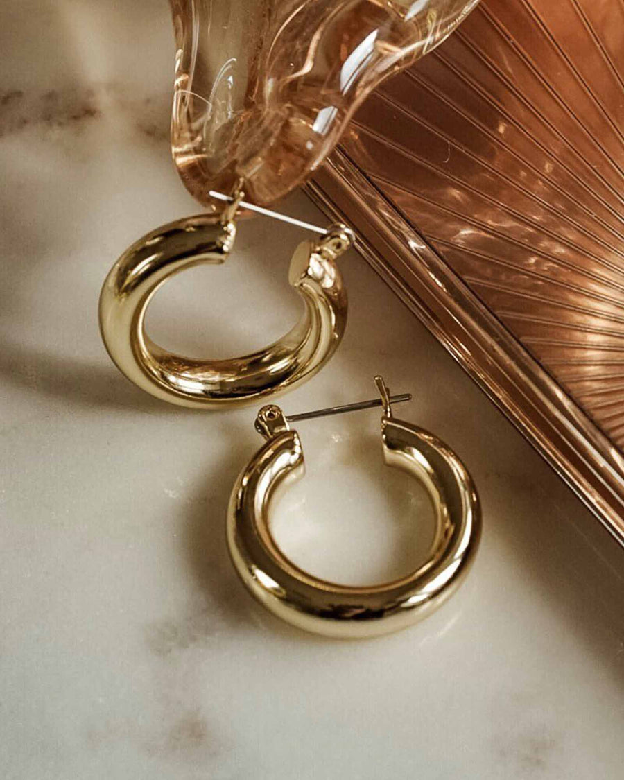 Luv AJ-Baby Amalfi Tube Hoops-Earrings-18k Gold Plated-Blue Ruby Jewellery-Vancouver Canada