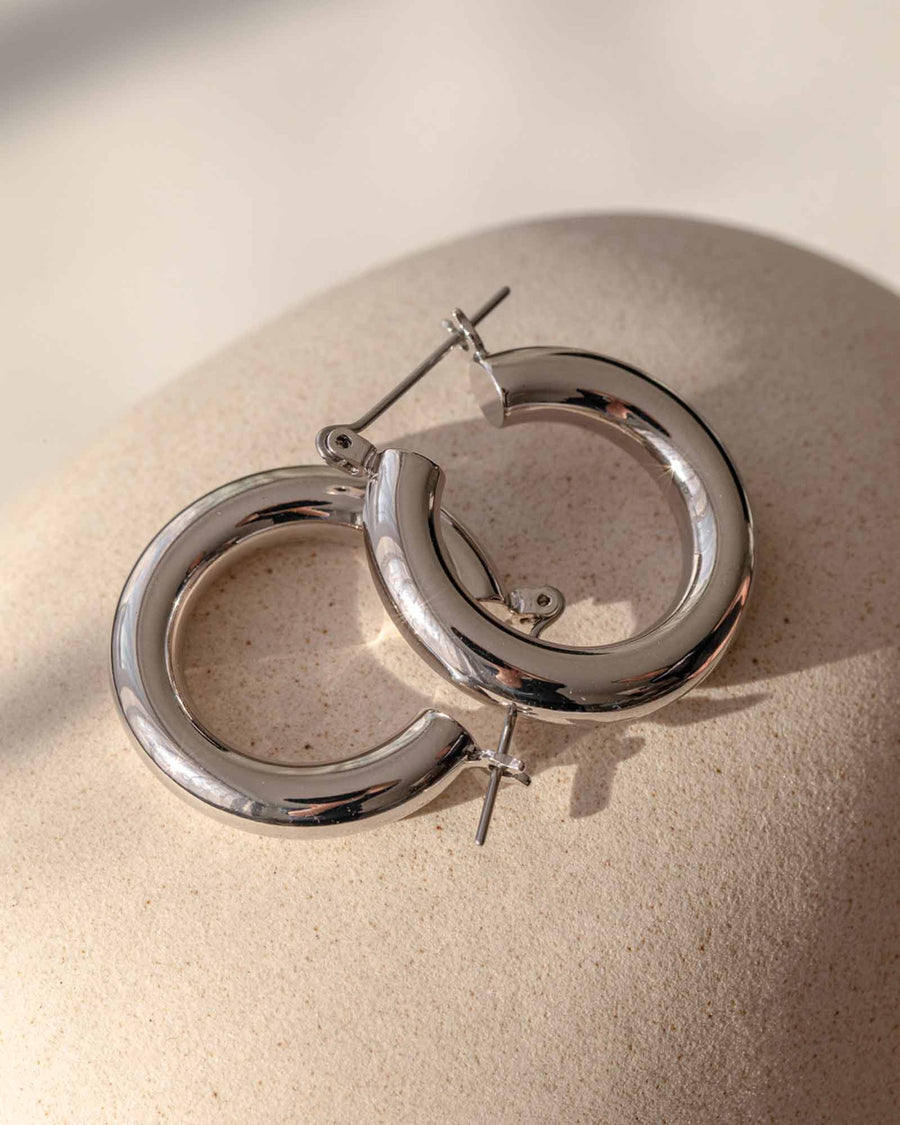 Luv AJ-Baby Amalfi Tube Hoops-Earrings-Sterling Silver Plated-Blue Ruby Jewellery-Vancouver Canada