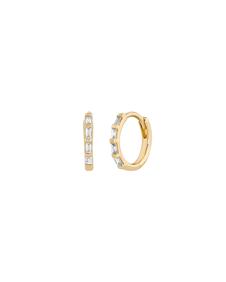 Zoe Chicco-Baguette Diamond Huggies-Earrings-14k Yellow Gold, Diamond-Blue Ruby Jewellery-Vancouver Canada