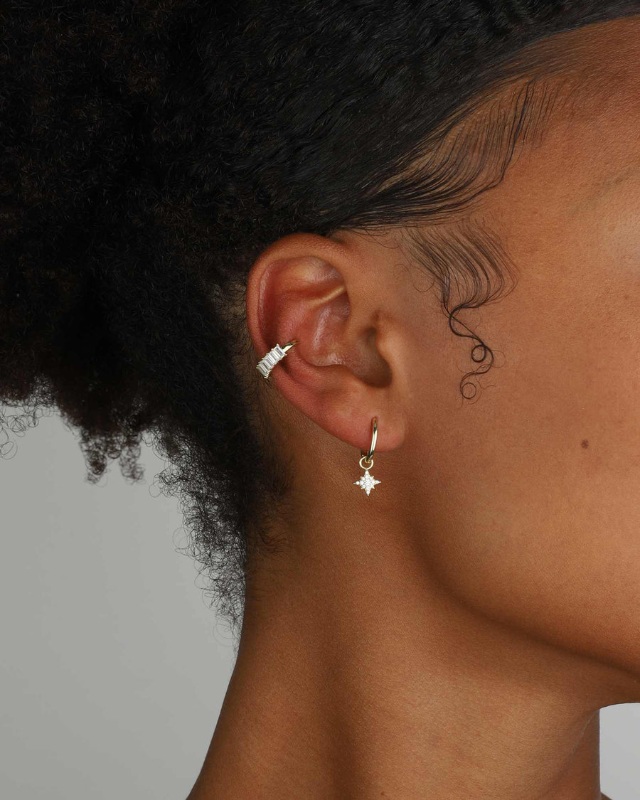 Quiet Icon-Baguette Ear Cuff-Earrings-14k Gold Vermeil, Cubic Zirconia-Blue Ruby Jewellery-Vancouver Canada